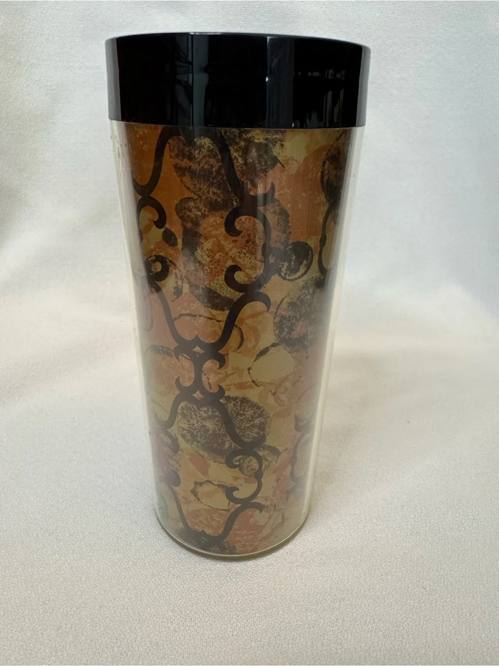 Vintage 70s Thermo-Serv MCM Gothic Tumbler Gold and Black